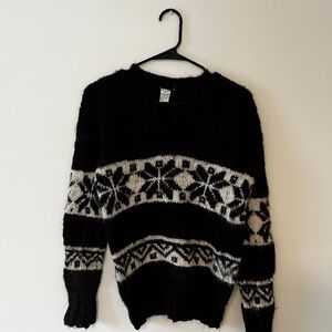 Brown and White Patterned Women's Sweater